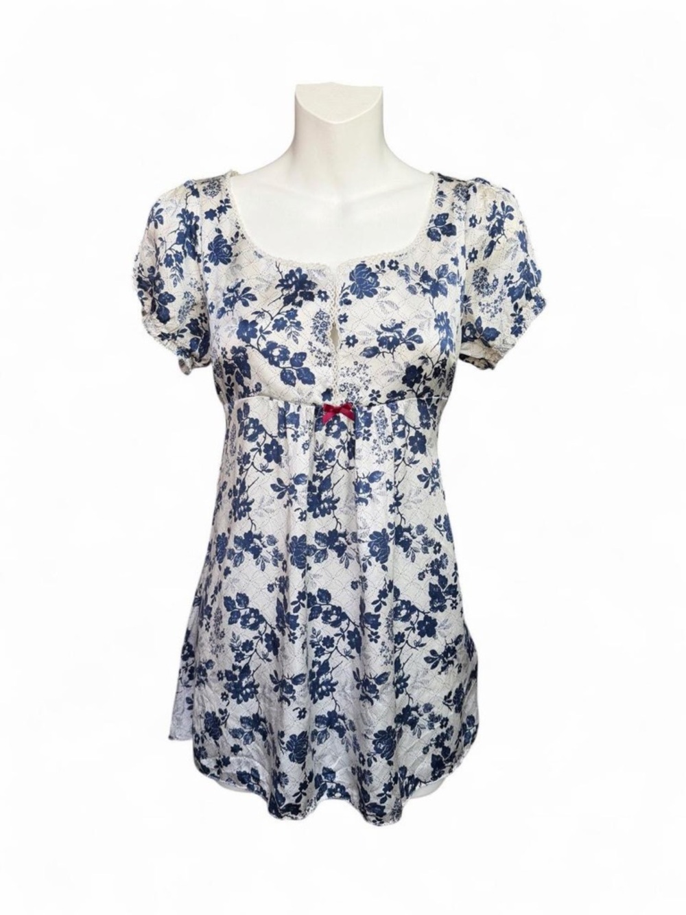 Odd Molly White Tunic with Blue Floral Print